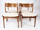 Et Sæt Af Fire Spisestuestole - Teak - Lyst Uldstof - Dansk Design - 1960