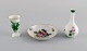 Two Herend vases and a small dish / bowl in hand-painted porcelain. 1980s.
