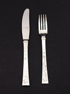 Hans Hansen arvesølv nr. 12 kniv 21,5 cm. gaffel18,5 cm. 