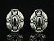 Georg Jensen; Heritage jewellery, earclips 2000 set with hematite, made of 
sterling silver