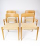 A Set Of Four Dining Chairs - Model 75 - Light Oak - Paper Wicker - N.O. Moller 
- 1960