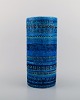 Aldo Londi for Bitossi. Cylindrical vase in Rimini-blue glazed ceramics with 
geometric patterns. 1960s.
