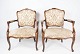 Set of two Rococo armchairs of mahogany and upholstered with light fabric, in 
great antique condition from the 1920s. 
5000m2 showroom.