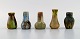 Five Belgian miniature vases in glazed ceramics. Mid-20th century.
