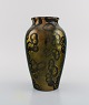 Lucien Brisdoux (1878-1963), Frankrig. Vase i glaseret stentøj. Smuk glasur i 
guld og grønne nuancer. 1930/40