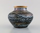 Lucien Brisdoux (1878-1963), Frankrig. Vase i glaseret stentøj med 
messingmontering. 1930/40