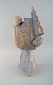 Christina Muff, Danish contemporary ceramicist (b. 1971). Large cubist unique 
sculpture in golden stoneware with silk matt glaze. "Blow us a kiss".
