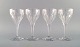 Val St. Lambert, Belgien. Fire Legagneux rødvinsglas i klart mundblæst 
krystalglas. Midt 1900-tallet.
