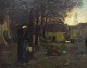 L'Art præsenterer: Flora Macdonald Reid (1860-1940), britisk kunstner. Olie på lærred. Bysceneri. Sent ...