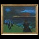 Jens Søndergaard, 1895-1957, oil on canvas: "Evening at the ocean". Signed and 
dated.
Visible size: 100x120cm. With frame: 116x136cm