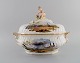 L'Art præsenterer: Stor antik Meissen lågterrin i håndmalet porcelæn. Militærscener og putti med ...