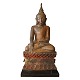 Aabenraa Antikvitetshandel præsenterer: Buddhafigur. Stor siddende Buddha udskåret i træ med rester af ...