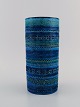 Aldo Londi for Bitossi. Cylindrical vase in Rimini-blue glazed ceramics with 
geometric patterns. 1960s.
