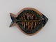 Gabi Citron-Tengborg. Own workshop, Lund. Unique wall plaque in glazed stoneware 
shaped like a fish. 1960s.
