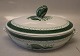 0921-12 Small covered dish 29 X 19 cm Aluminia Faience Green Tranquebar
