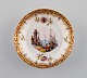 L'Art præsenterer: Antik Augustus Rex Meissen miniature skål i håndmalet porcelæn.Skibe, blomster og ...