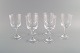 Seks René Lalique Chenonceaux rødvinsglas i klart mundblæst krystalglas. Midt 1900-tallet.