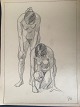 Tegning af Robert Büchtger - Studie af nøgne kvinder.