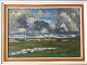 Ole Buus Larsen præsenterer: Maleri af Johannes Bæch - Sommer landskab med kirke og mørke skyer 1945.