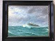 Maleri af Lauritz Sørensen - Skibet "Quetten" på havet.