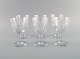 Baccarat, France. Six art deco red wine glasses in clear mouth-blown crystal 
glass. 1930s.
