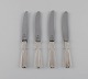Hans Hansen silverware no. 7. Four art deco fruit knives in silver (830) and stainless steel. 1930s.