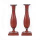 Pair of tulip shaped red decorated pewter candelsticks. Denmark circa 1840. H. 
21cm