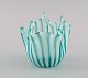 Small Murano vase / bowl in turquoise and clear mouth blown art glass. Italian 
design, 1960s.
