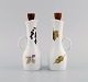 Royal Worcester, England. Evesham oil / vinegar set in porcelain decorated with 
fruits. Cork in teak. 1980s.
