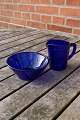 Holmegaard Danish art-glass, set sugar bowl and creamer of dark blue glass