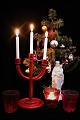 Old Swedish Christmas candle holder in red painted wood...