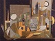 Helge Ernst (1916-1991), Danish modernist.Test print on paper. Modernist composition in colors.