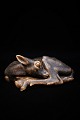 Saxbo ceramic figurine of a small lying fallow deer with fine brown glaze.
Design Hugo Liisberg...