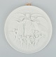 Bing & Grøndahl after Thorvaldsen. Antique biscuit wall plaque with angels in 
relief. 1870/80s.