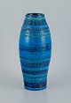 Aldo Londi for Bitossi. Large vase in Rimini blue glazed ceramic with patterns.