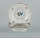 Royal Copenhagen Saxon Flower. Six deep plates in hand-painted porcelain with 
flowers and gold decoration.