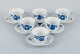 Royal Copenhagen, blue flower angular, six coffee cups with six saucers.
