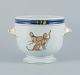 Porcelaine de Paris, France.
Colossal porcelain champagne cooler for magnum bottle.
Hand decorated with cheetahs.