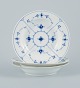 Royal Copenhagen, three Blue fluted plain deep plates.