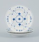 Royal Copenhagen, Blue Fluted plain, three antique lunch plates.