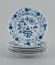 Meissen, a set of six Blue Onion dinner plates.