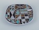 Atterberg for Upsala Ekeby, ceramic dish hand painted with geometric fields.