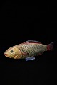 Dekorativ 1800 tals "fisk" i bemalet papmaché med glas ...
