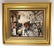 Bing & Gröndahl. Porzellanmalerei. Motiv von Paul Fischer. Feuer in der 
Skindergade. Größe inklusive Rahmen, 40 * 33 cm. Produziert 1750 Stück. Dieses 
hat die Nummer 1538.