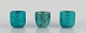 Wilhlem Kåge for Gustavsberg, Tre små ”Argenta” keramikvaser. Glasur i grønne 
toner med blade i for af sølvindlæg.