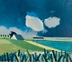 K. Westerberg, also known as Knud Horup, listed Danish artist, oil on canvas. 
Modernist style. Summer landscape.