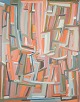 Monique Beucher (1934), fransk kunstner.
Olie på lærred. Abstrakt komposition. Koloristisk palette.