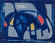 Olivier Herdies (1906-1993), fransk kunstner, olie på papir sat på plade.
Abstrakt komposition.