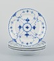 Royal Copenhagen, Musselmalet Half Lace, a set of four lunch plates.