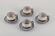 Bing & Grøndahl, "Tema". Four sets of tea cups with saucers in stoneware.